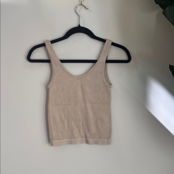 Beige Ribbed Tank Top - Picture 3 of 3